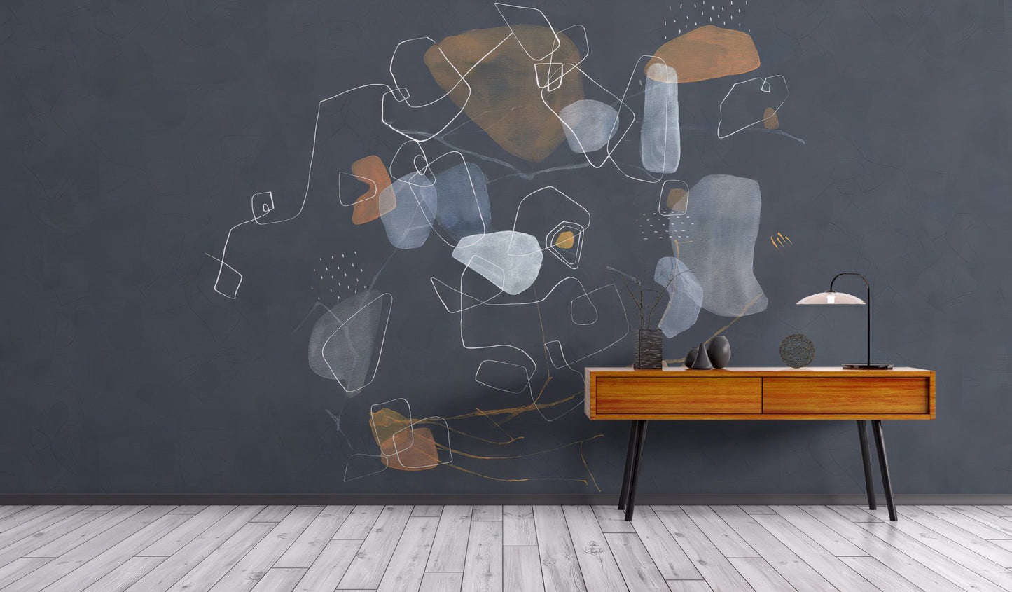 Blue Abstract Art Wallpaper Mural - Wallanza