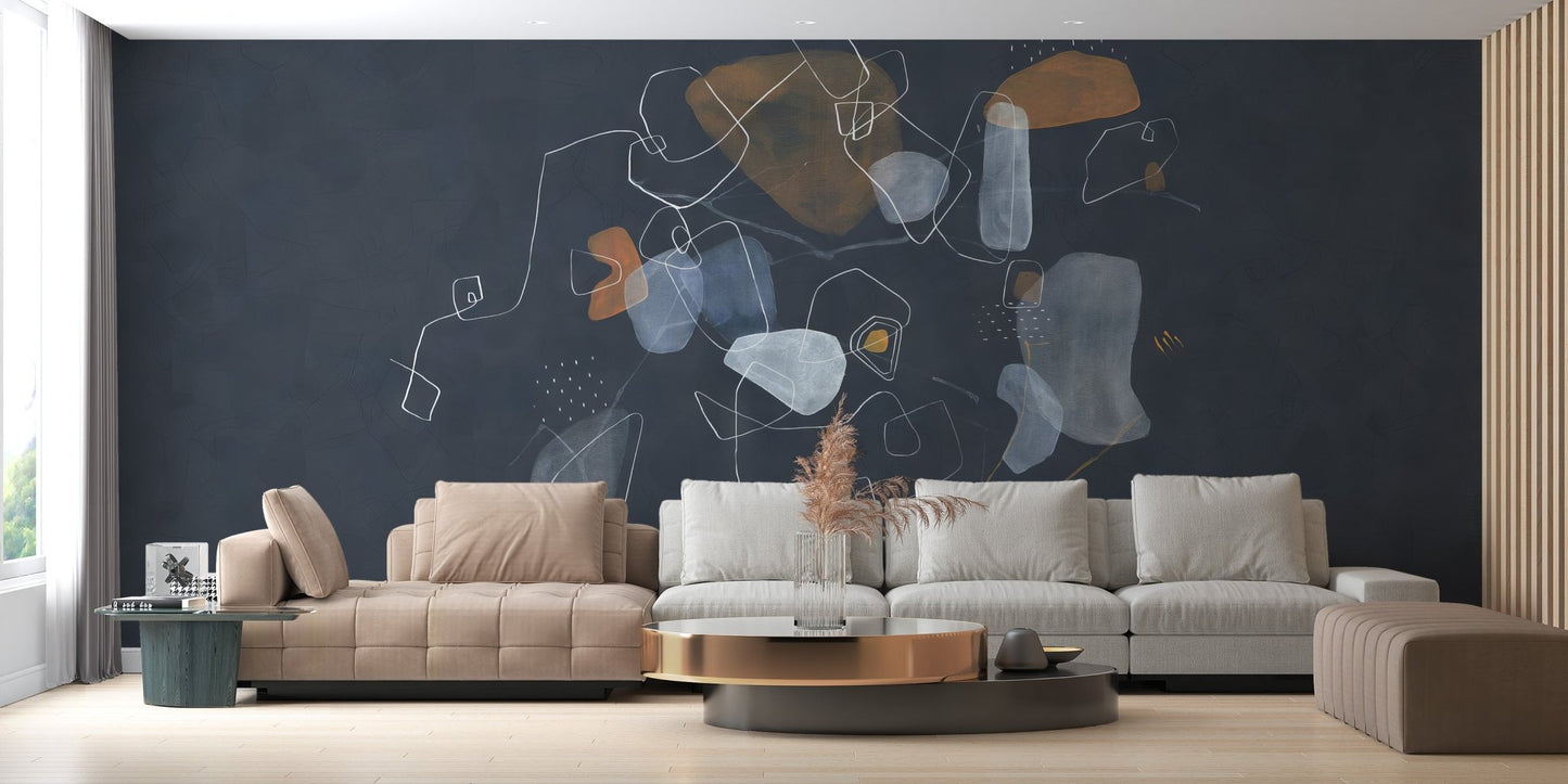 Blue Abstract Art Wallpaper Mural - Wallanza