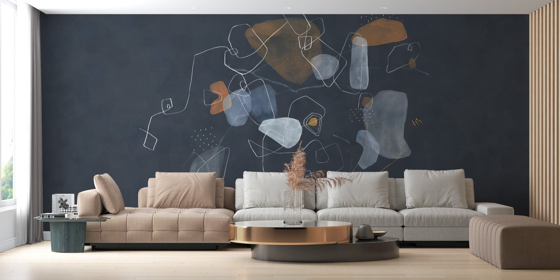 Blue Abstract Art Wallpaper Mural - Wallanza