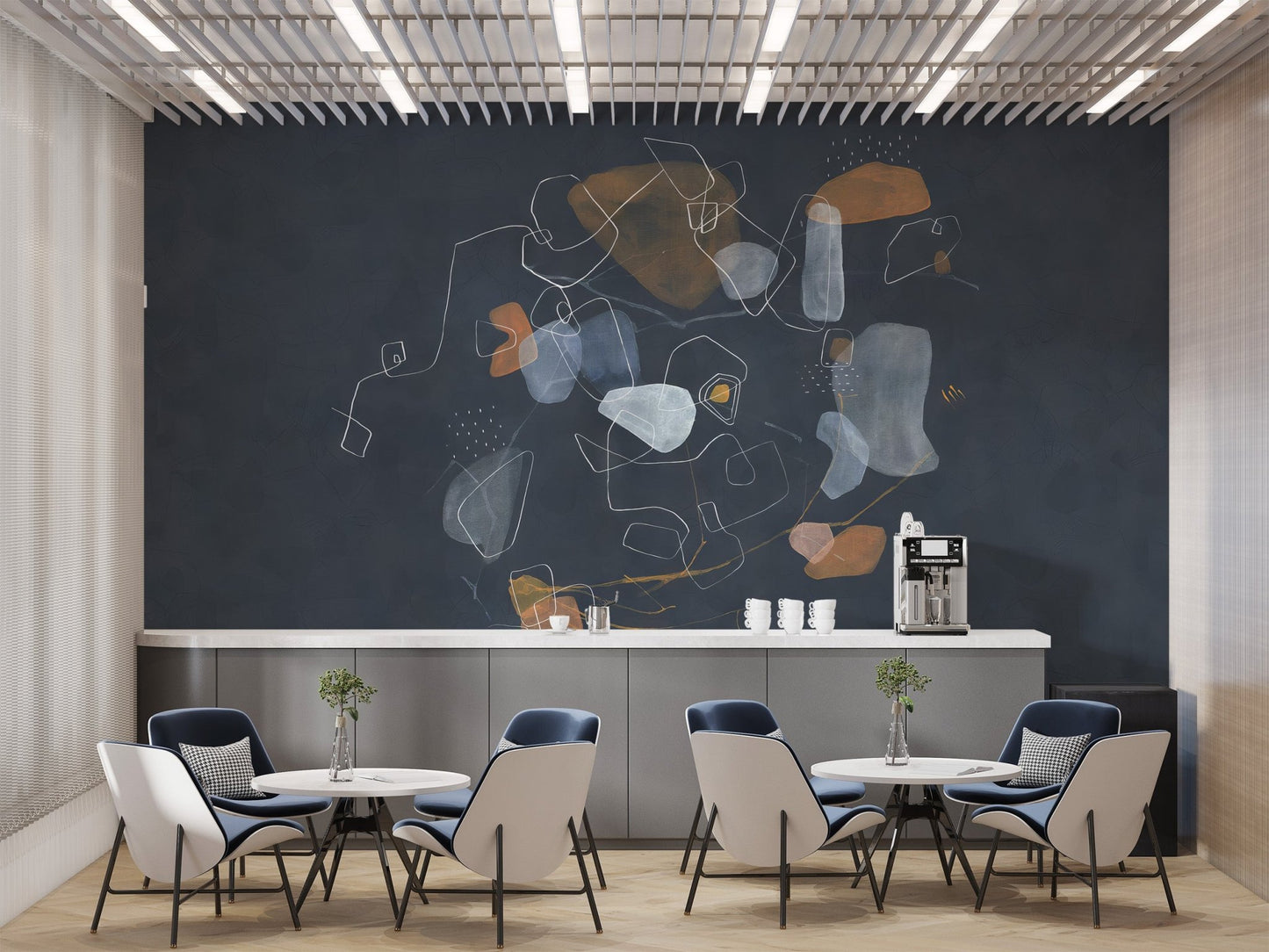 Blue Abstract Art Wallpaper Mural - Wallanza