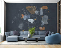 Blue Abstract Art Wallpaper Mural - Wallanza