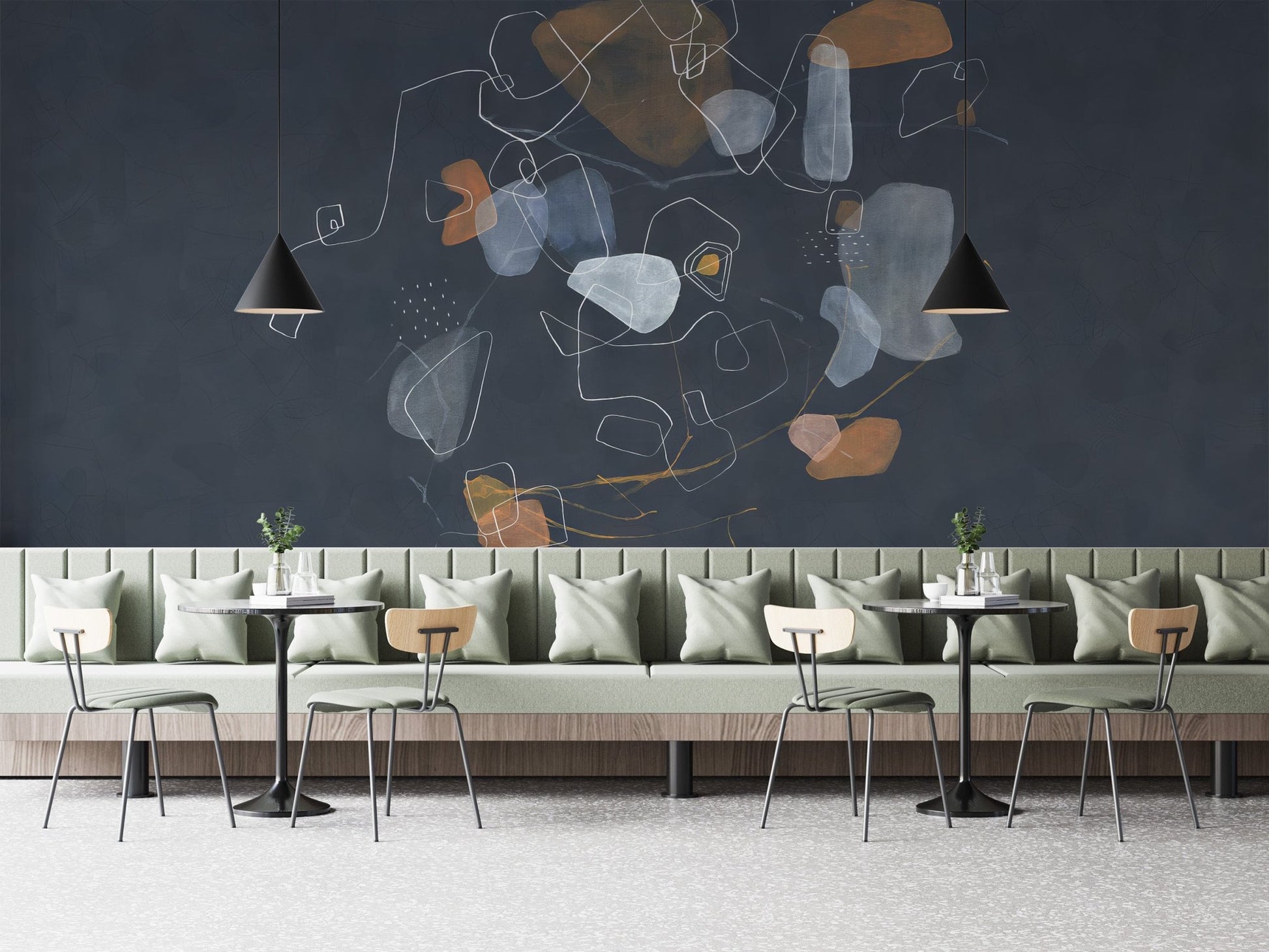 Blue Abstract Art Wallpaper Mural - Wallanza