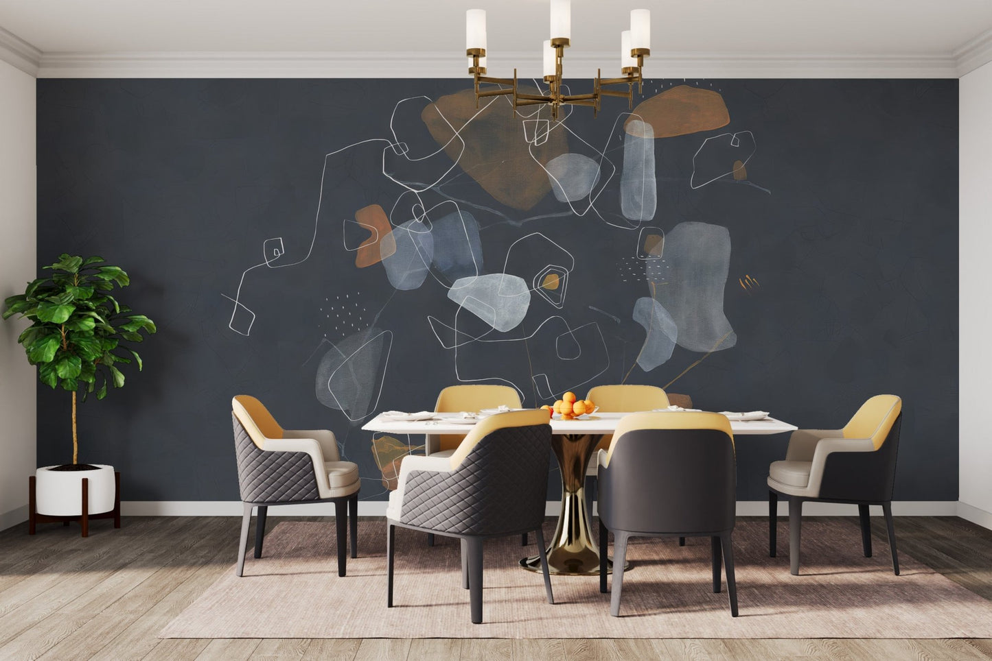 Blue Abstract Art Wallpaper Mural - Wallanza