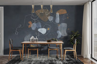 Blue Abstract Art Wallpaper Mural - Wallanza