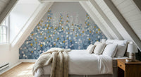 Blue and Grey Abstract with Gold Accents Wall Mural - Wallanza