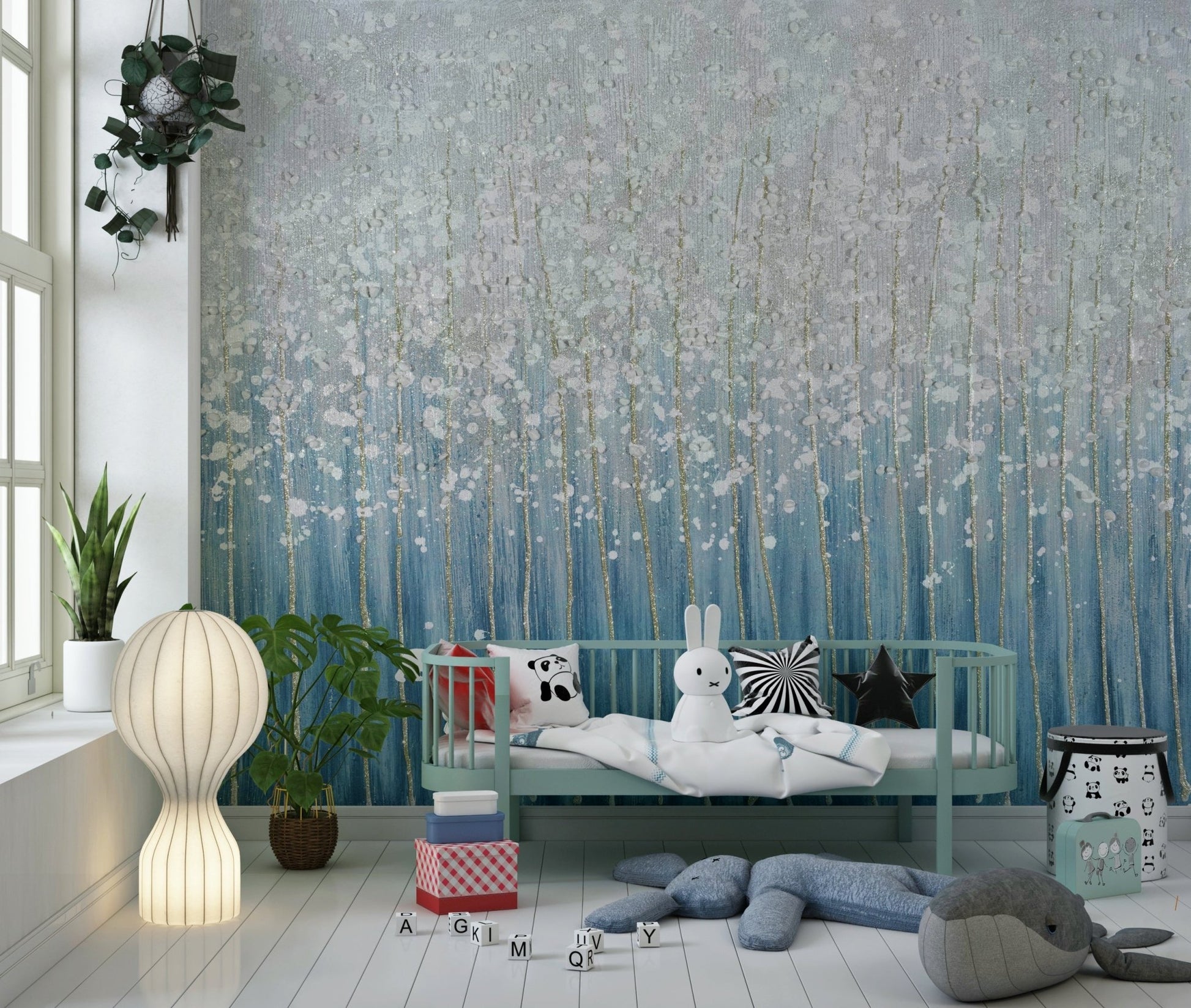 Home abstract silver full wall mural