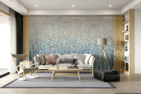 Living space silver abstract accent wall mural