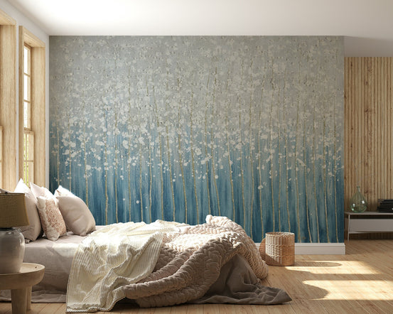 Blue and Silver Wall Mural for Textured Accent Wall