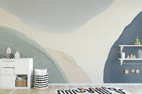 Blue Calming Shapes Wall Mural - Wallanza