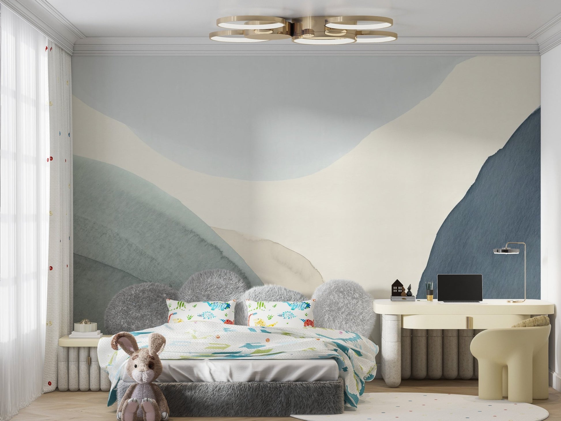 Blue Calming Shapes Wall Mural - Wallanza