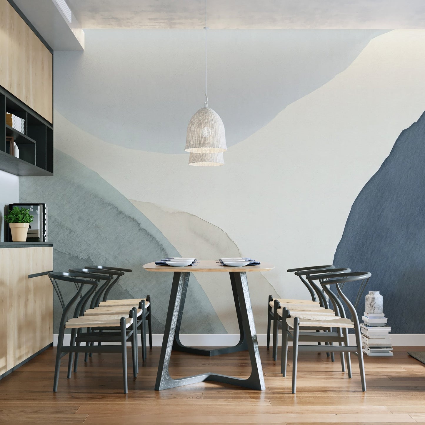 Blue Calming Shapes Wall Mural - Wallanza