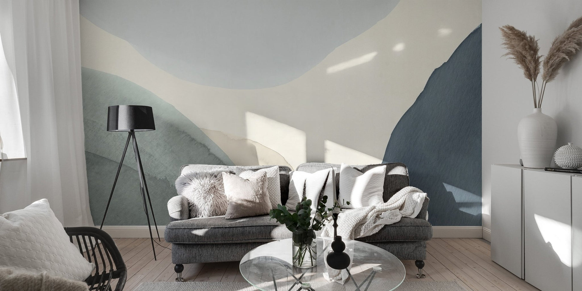 Blue Calming Shapes Wall Mural - Wallanza