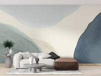 Blue Calming Shapes Wall Mural - Wallanza