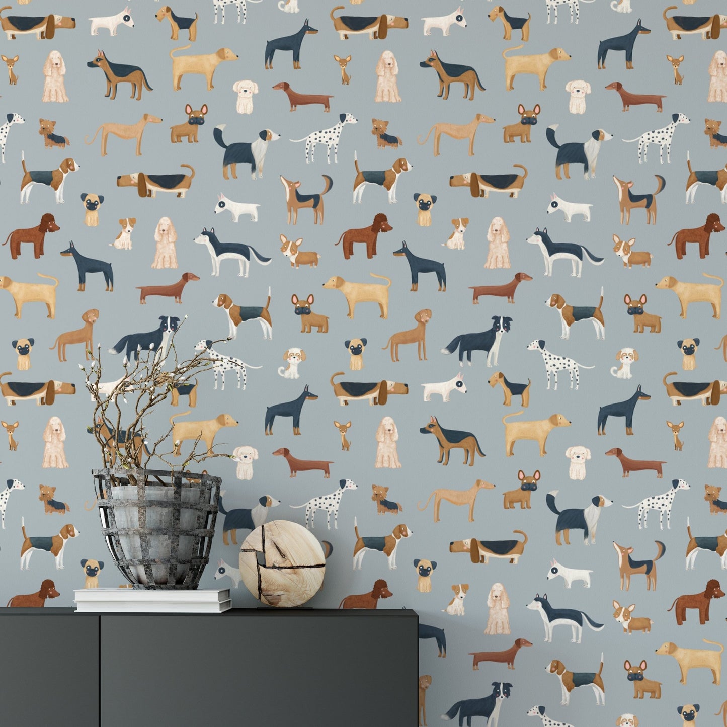 Blue Dogs Breed Pattern Wallpaper - Wallanza
