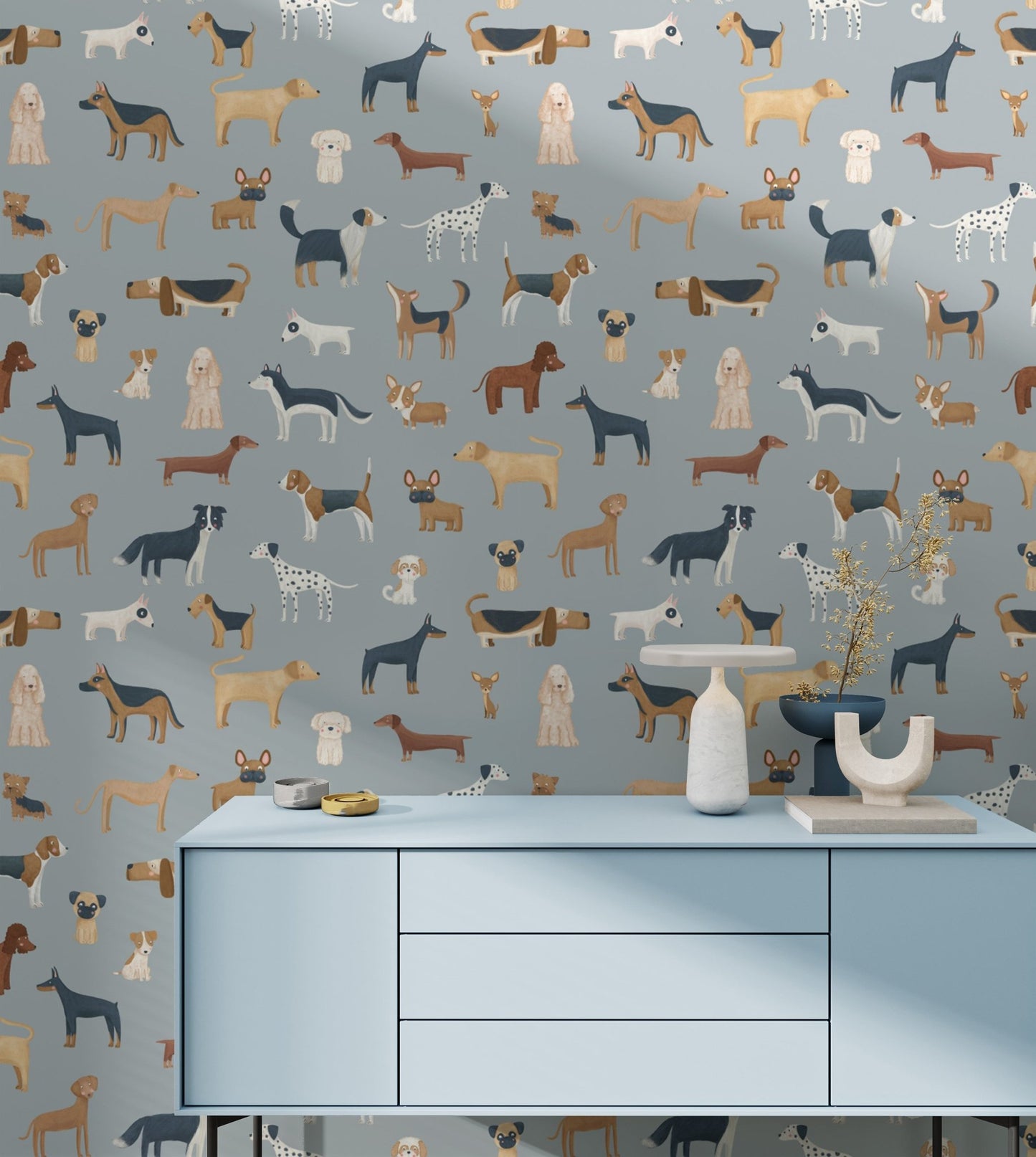 Blue Dogs Breed Pattern Wallpaper - Wallanza