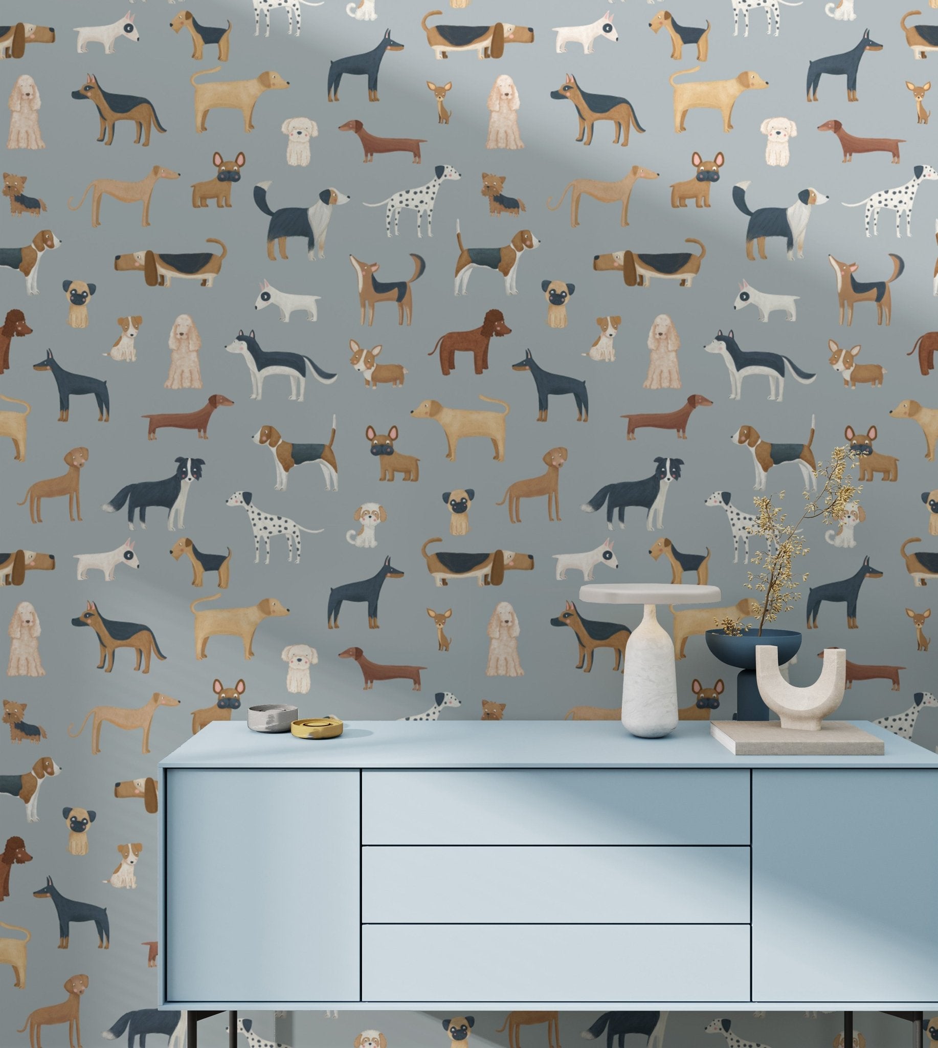 Blue Dogs Breed Pattern Wallpaper - Wallanza