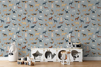 Blue Dogs Breed Pattern Wallpaper - Wallanza