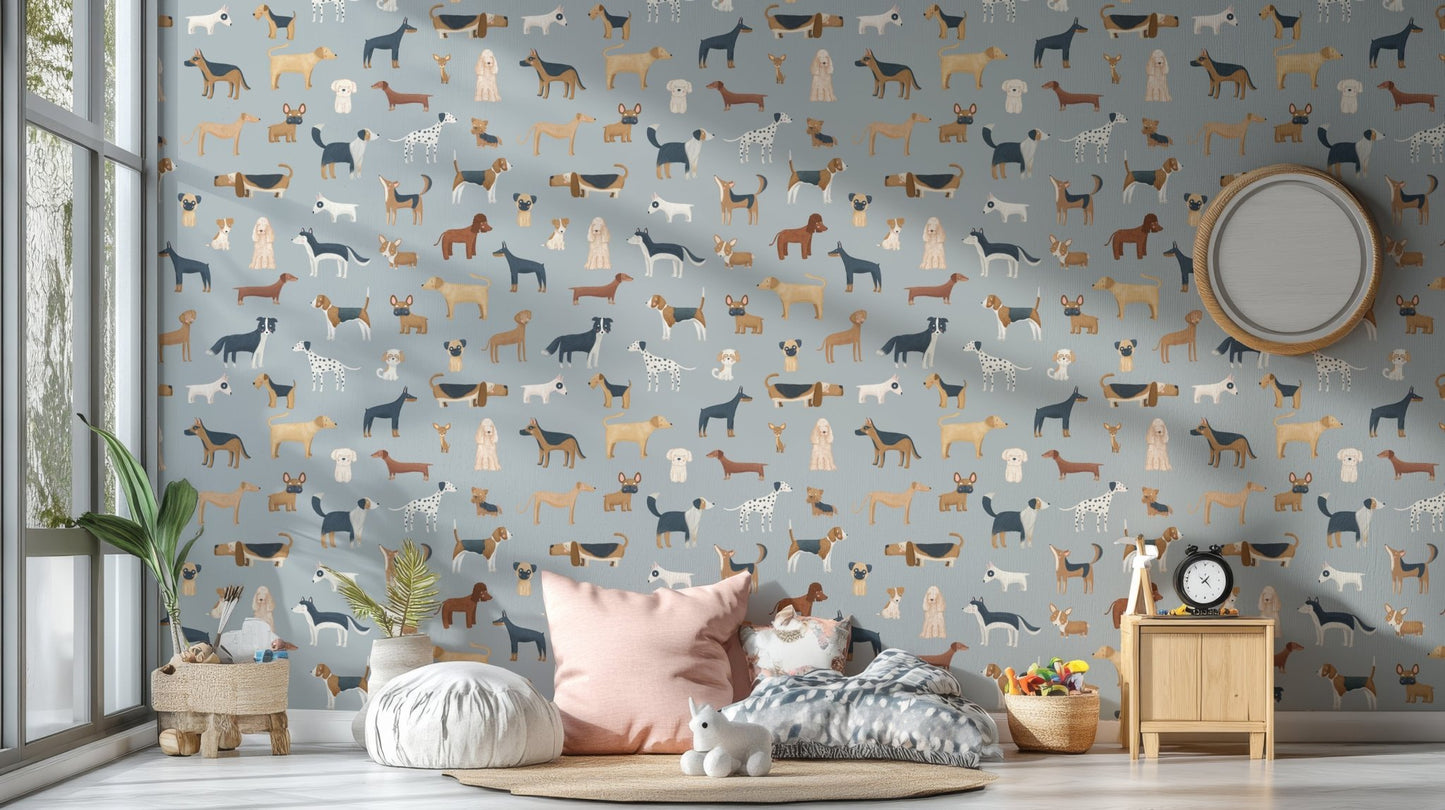 Blue Dogs Breed Pattern Wallpaper - Wallanza