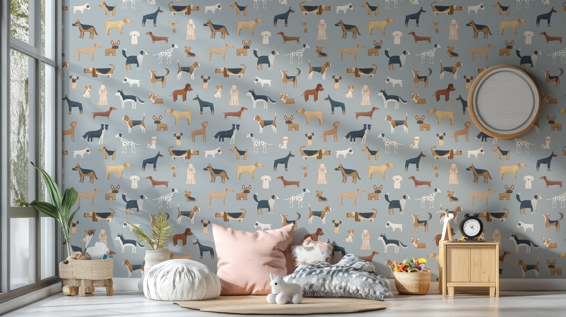 Blue Dogs Breed Pattern Wallpaper - Wallanza
