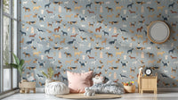 Blue Dogs Breed Pattern Wallpaper - Wallanza