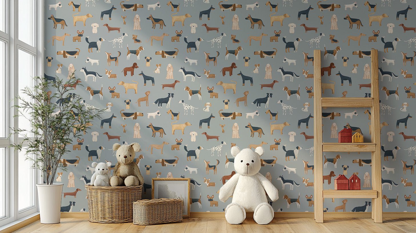 Blue Dogs Breed Pattern Wallpaper - Wallanza