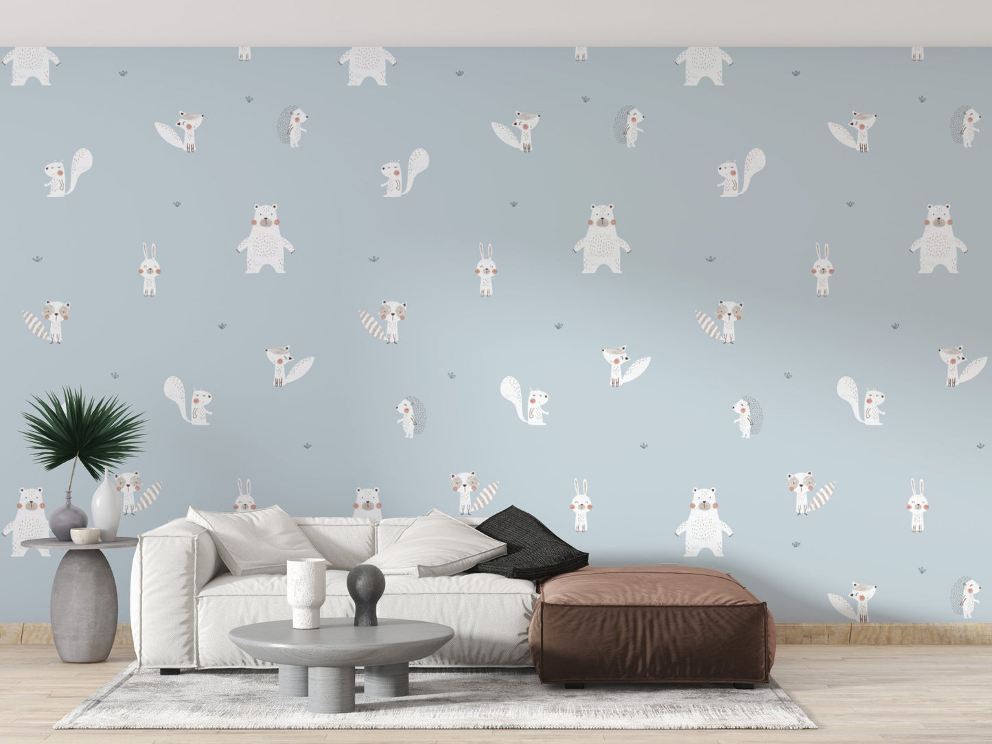 Blue Forest Animals Wallpaper for Walls - Wallanza
