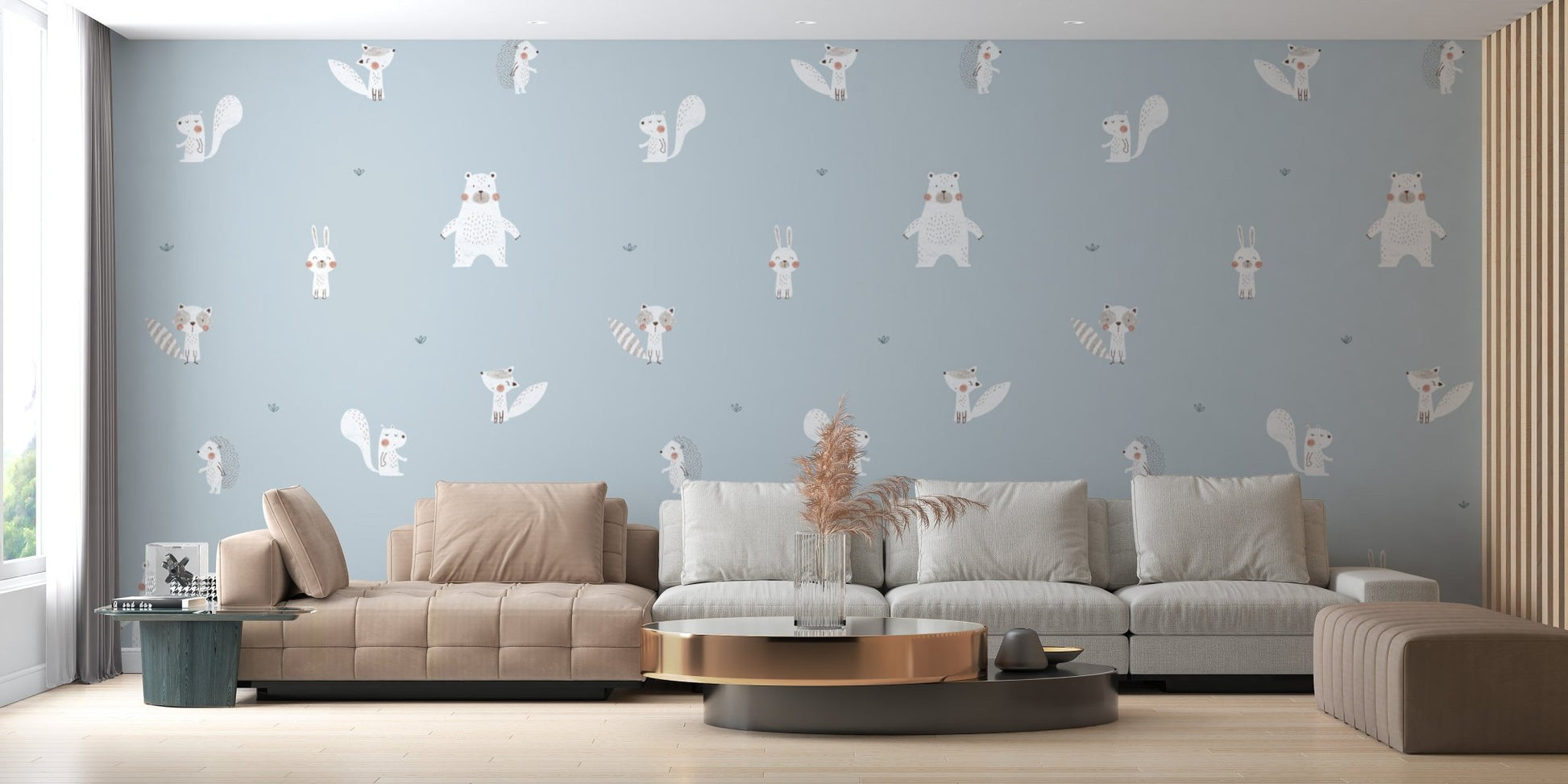 Blue Forest Animals Wallpaper for Walls - Wallanza