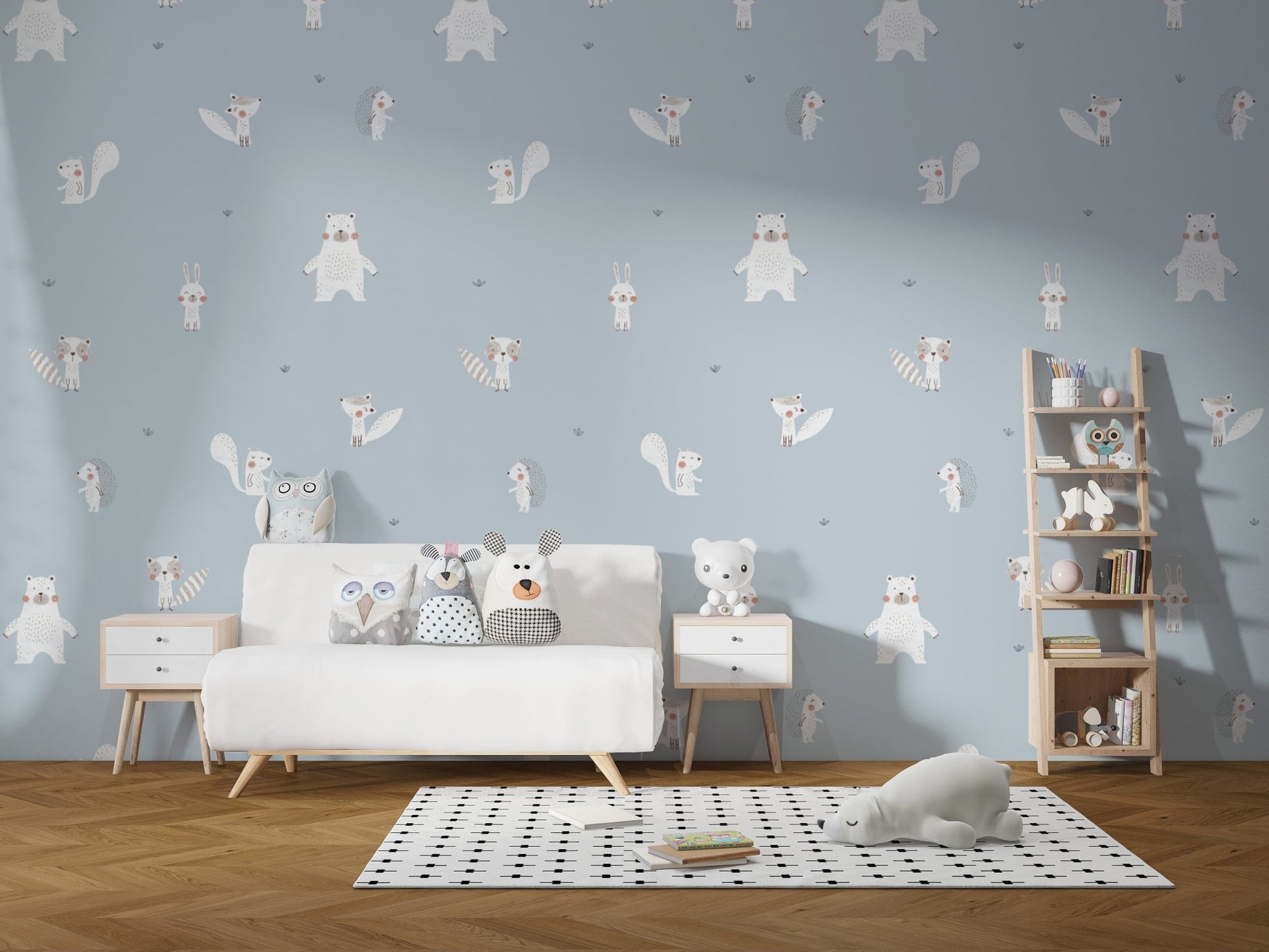 Blue Forest Animals Wallpaper for Walls - Wallanza