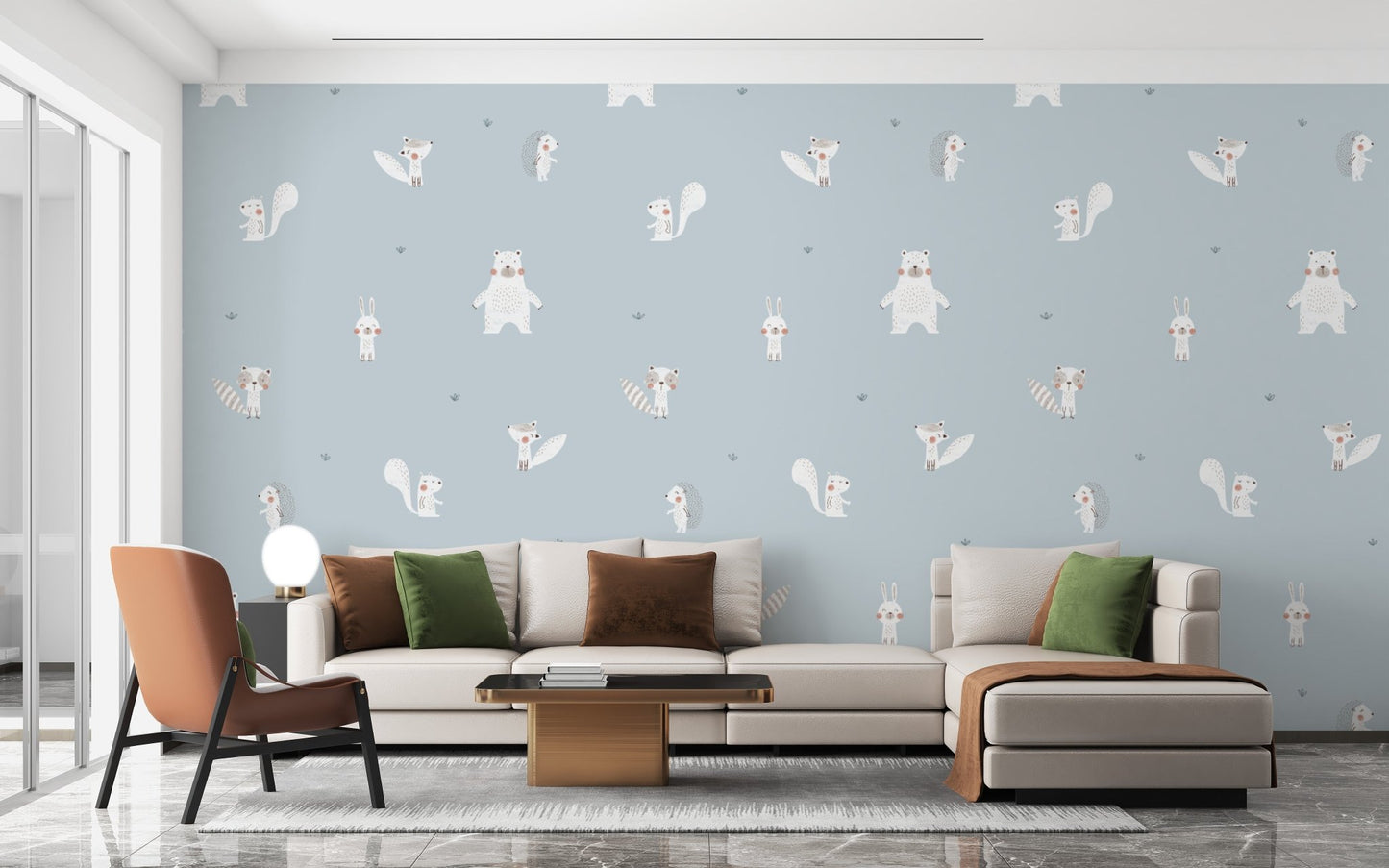 Blue Forest Animals Wallpaper for Walls - Wallanza