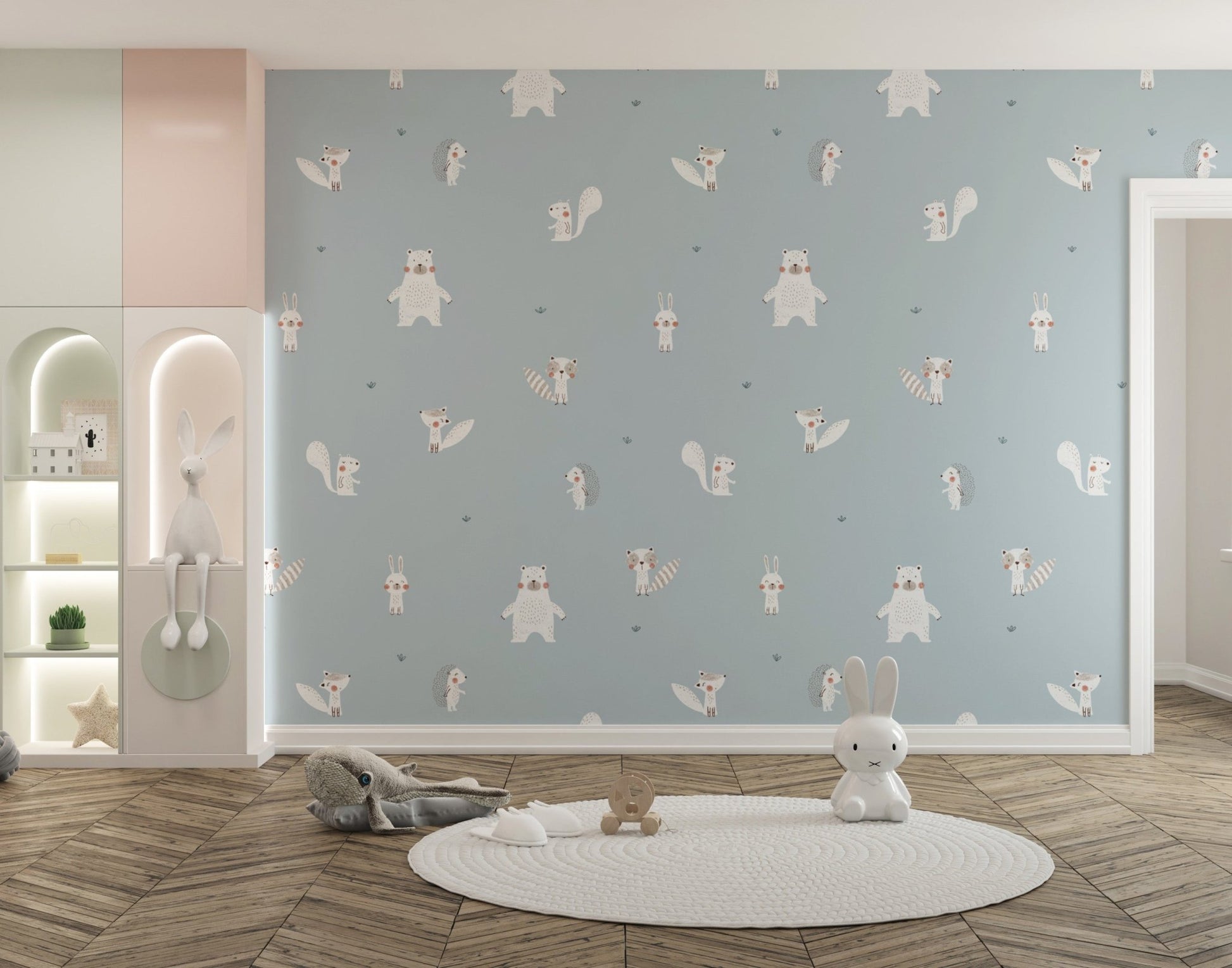 Blue Forest Animals Wallpaper for Walls - Wallanza