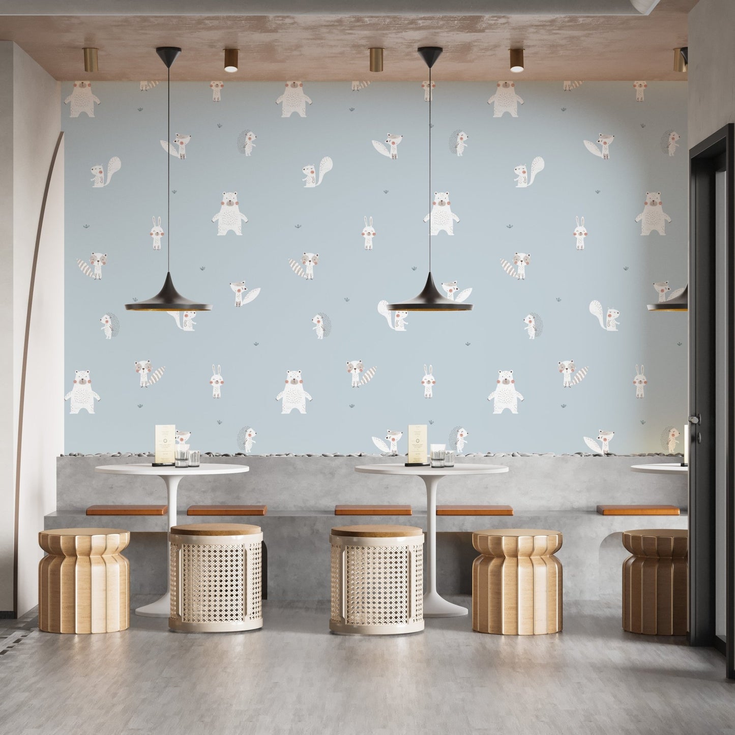 Blue Forest Animals Wallpaper for Walls - Wallanza