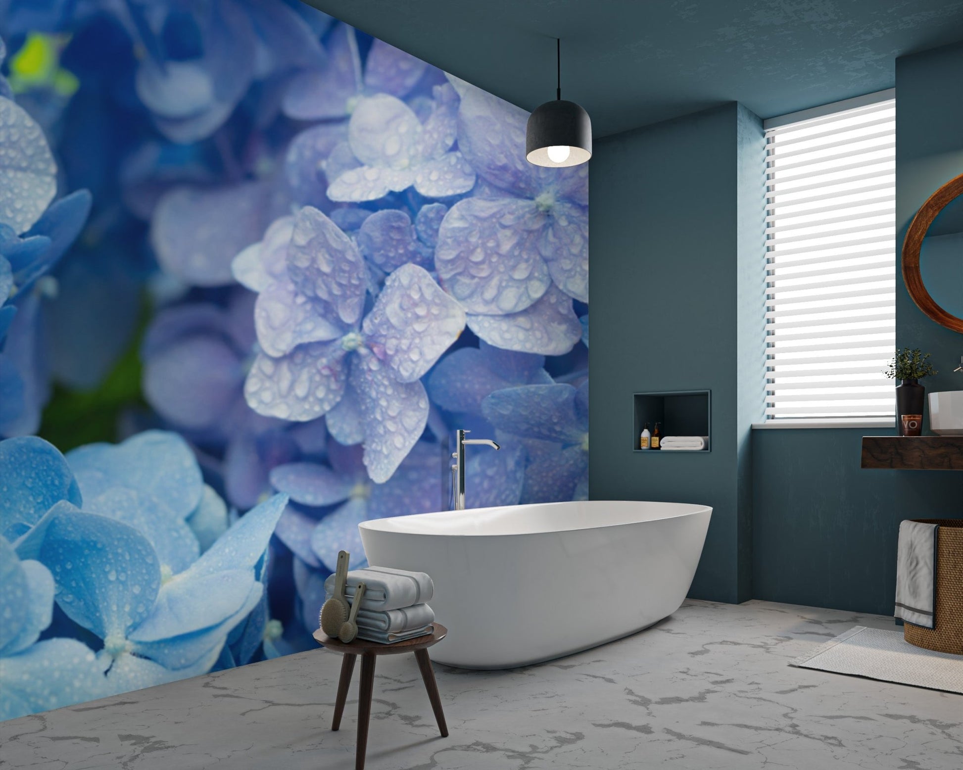 Blue Hydrangea Flower Wallpaper - Wallanza
