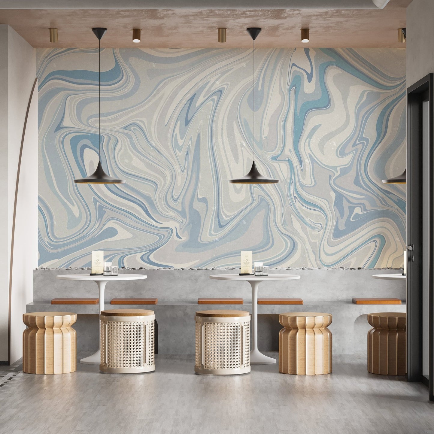 Blue Klint Misty Wall Mural - Wallanza