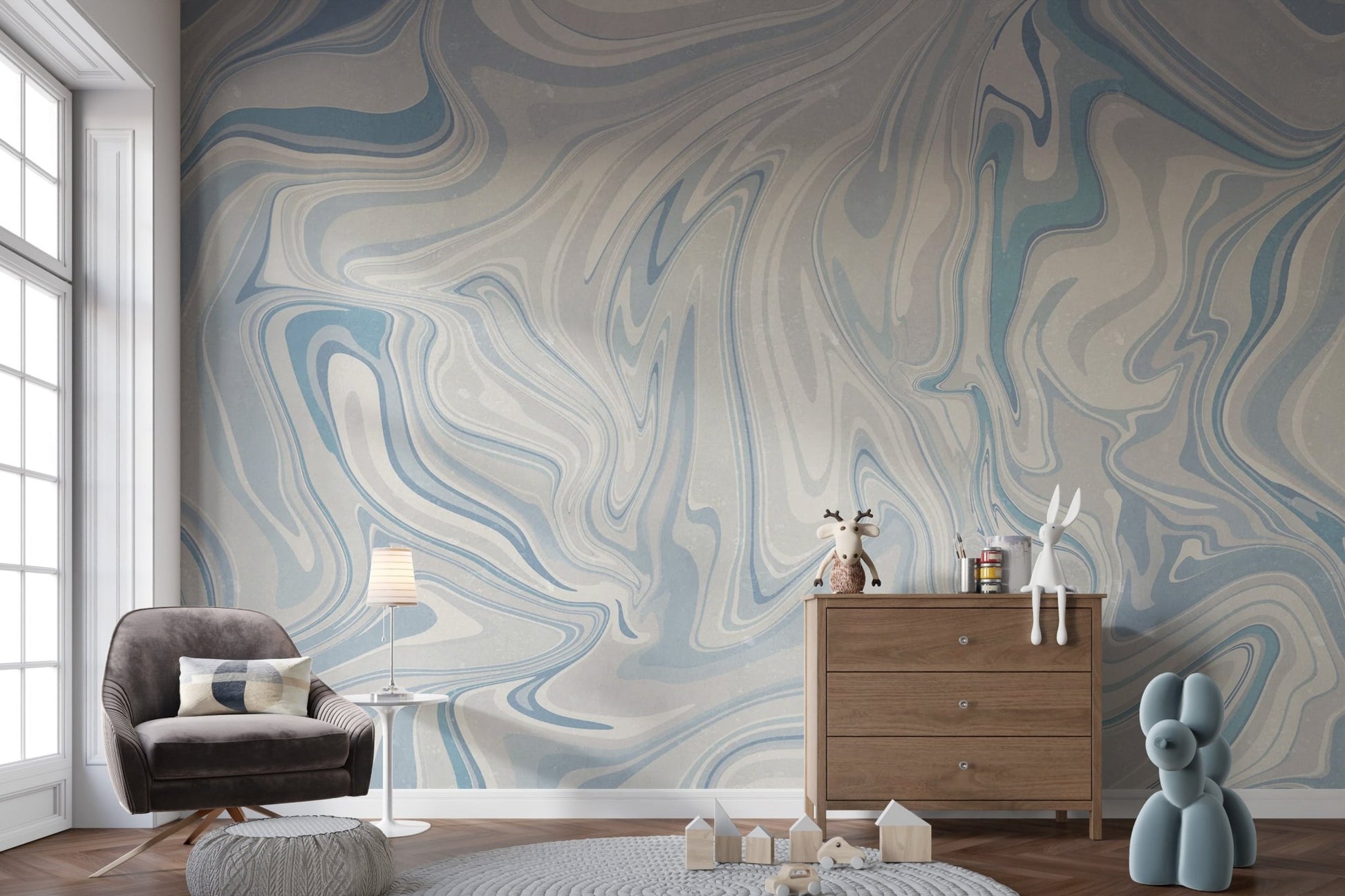 Blue Klint Misty Wall Mural - Wallanza