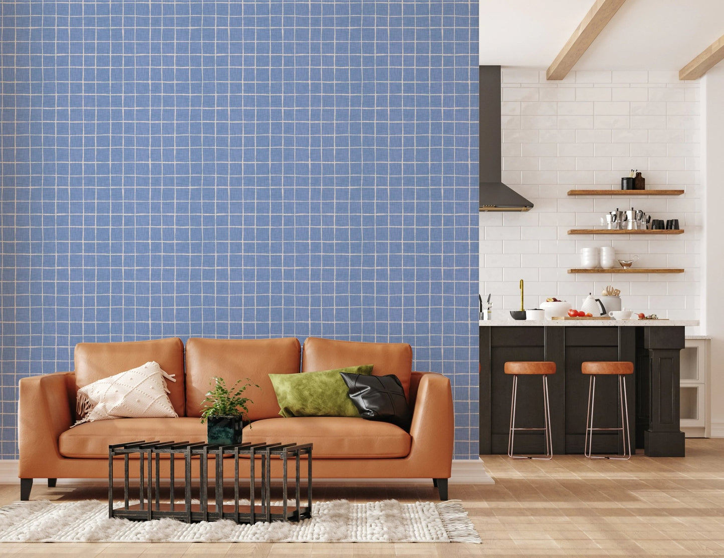 Linen-inspired blue mesh for creative wall murals