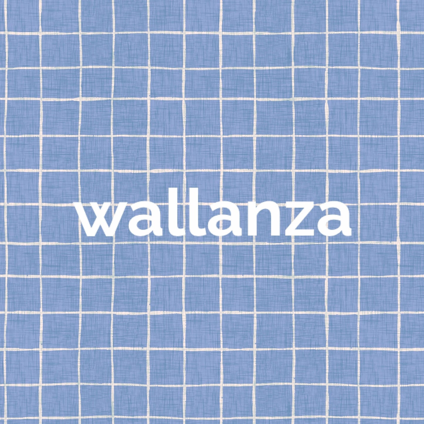 Minimal blue fabric checks in wallpaper murals