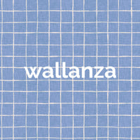 Minimal blue fabric checks in wallpaper murals