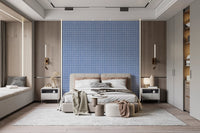 Textured linen grid in blue wallpaper murals