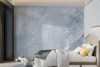 Icy blue marble wall mural featuring a realistic stone effect for bedroom.