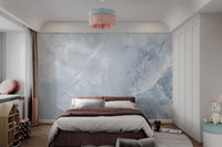 Light blue stone texture wall mural for a modern bedroom.