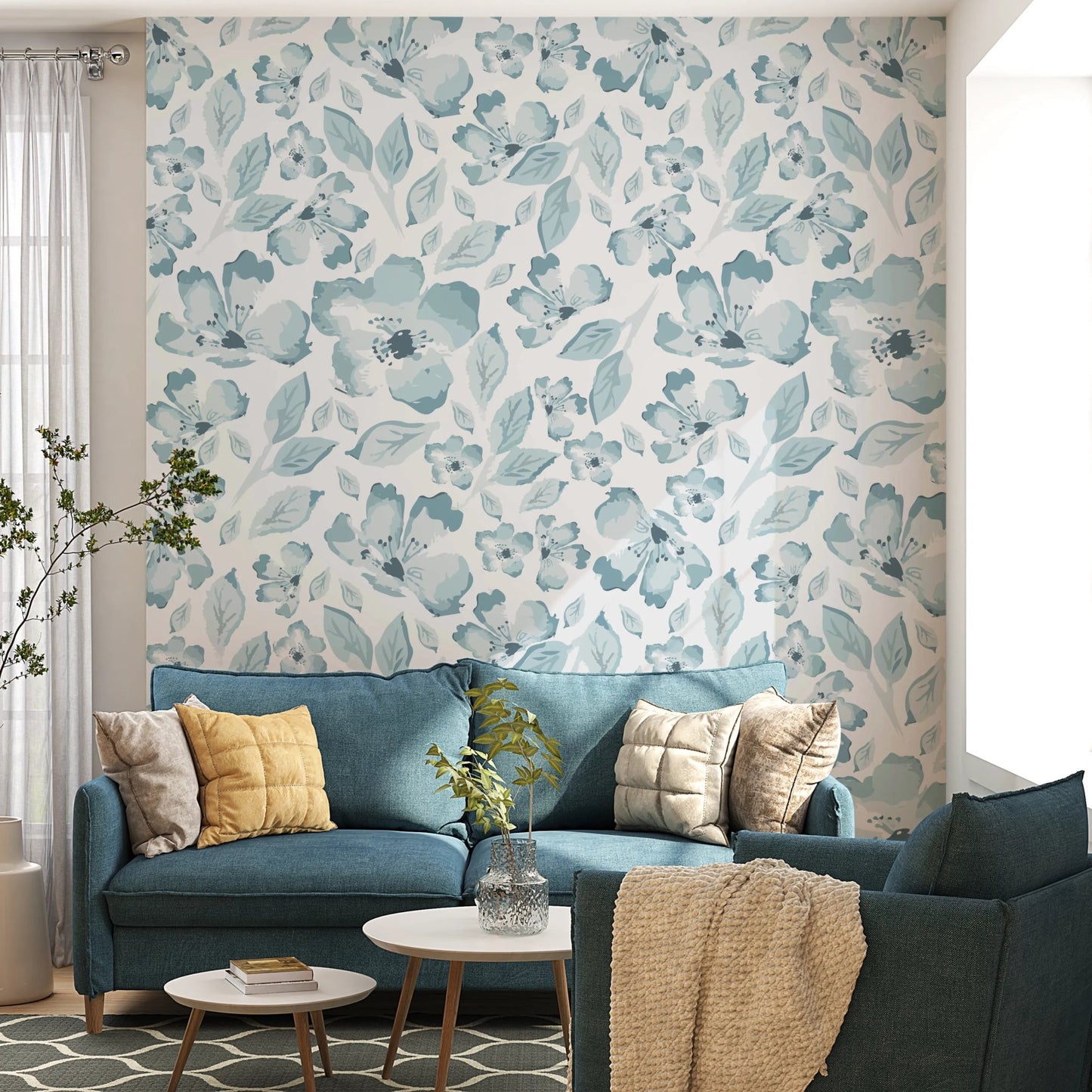 Blue Roses Wall Mural