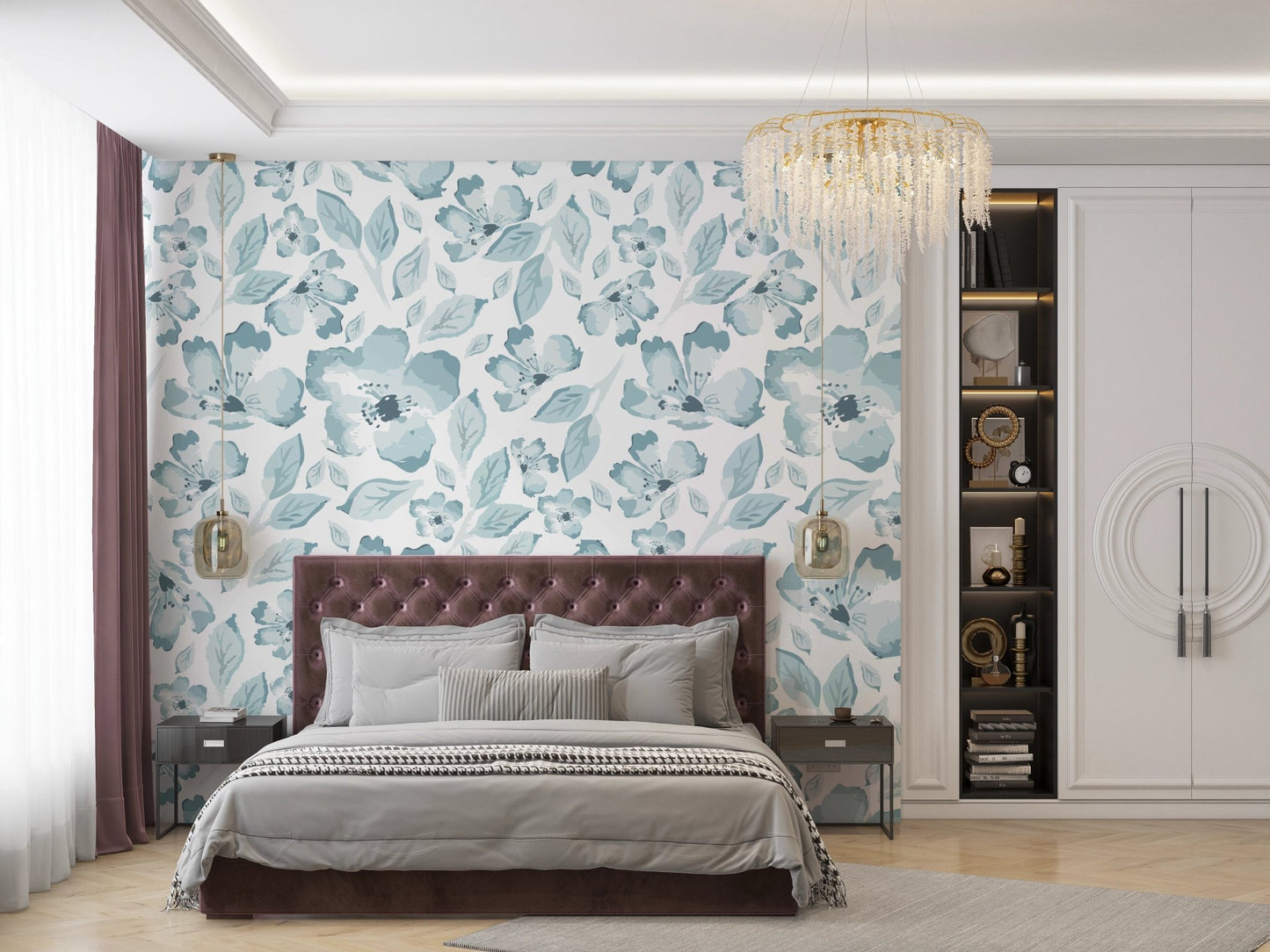 Blue Roses Wall Mural
