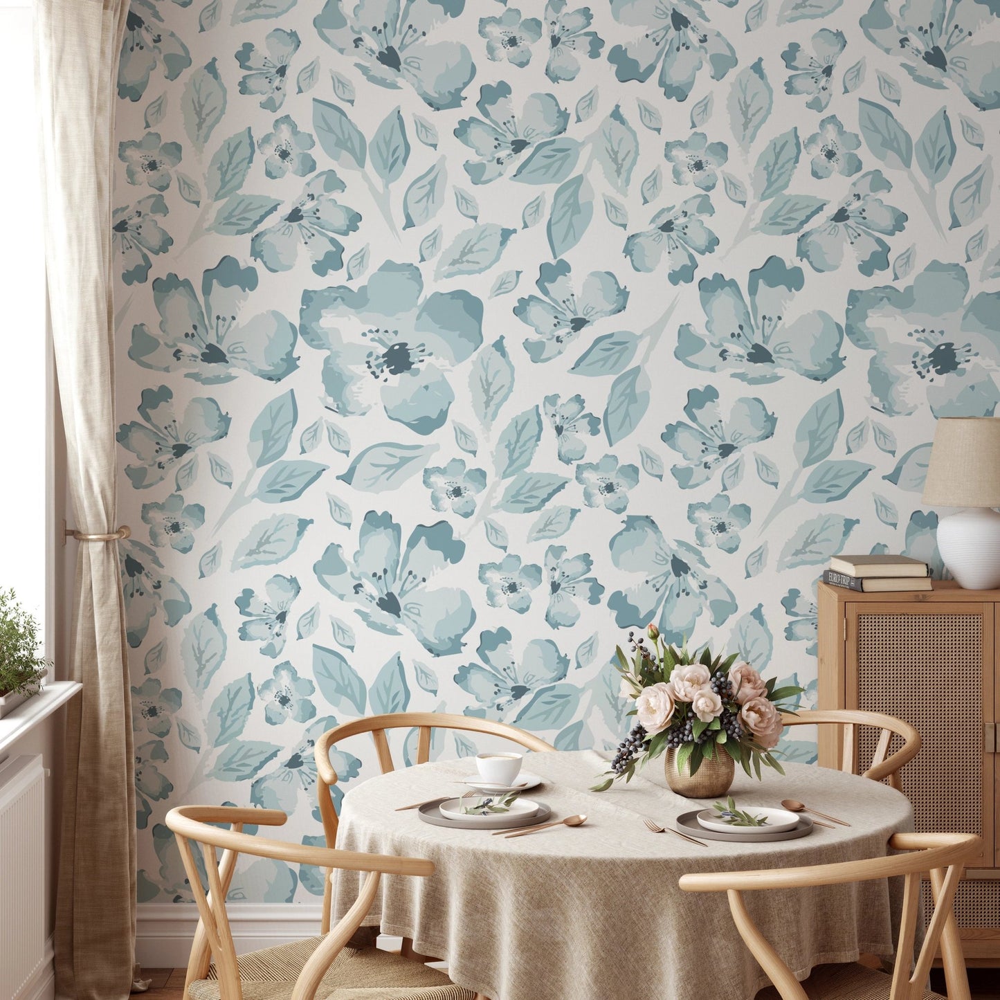 Blue Roses Wall Mural