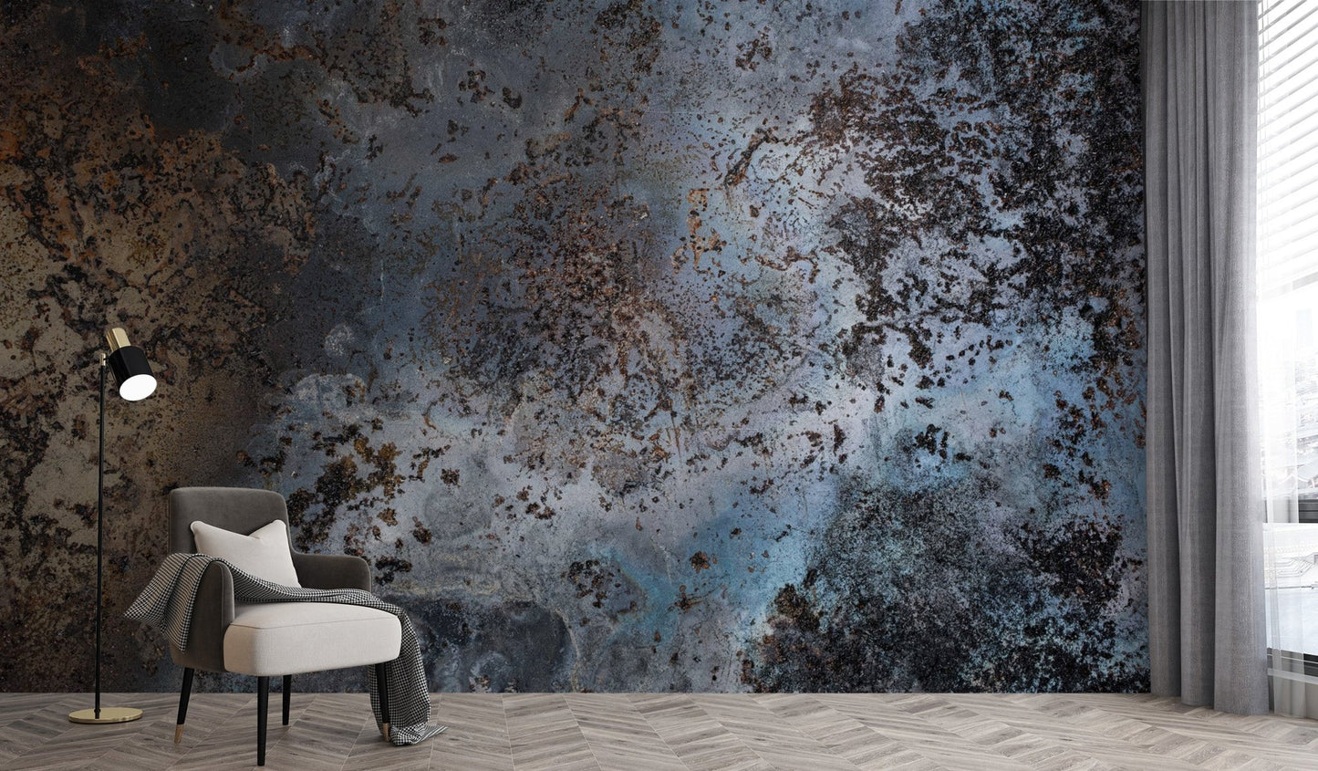 Blue Rust Abstract Wall Mural - Wallanza
