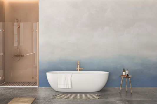 Elegant blue gradient wall mural with natural cloud effect.