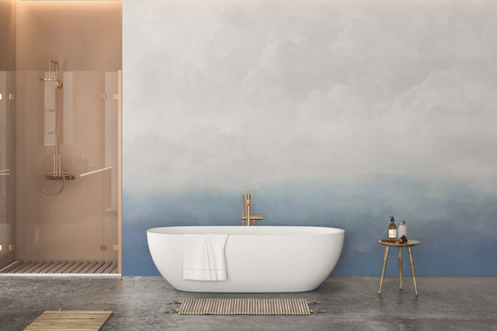 Elegant blue gradient wall mural with natural cloud effect.