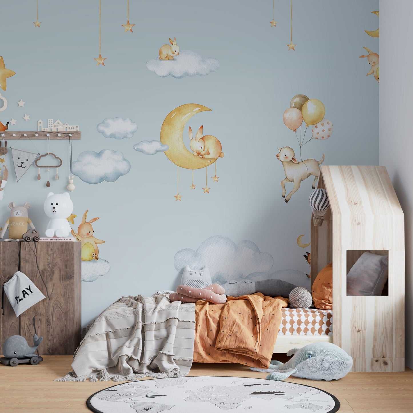 Blue Sweets dreams wallpaper for kids room - Wallanza