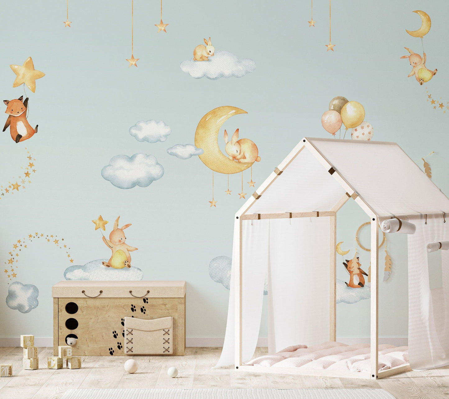 Blue Sweets dreams wallpaper for kids room - Wallanza