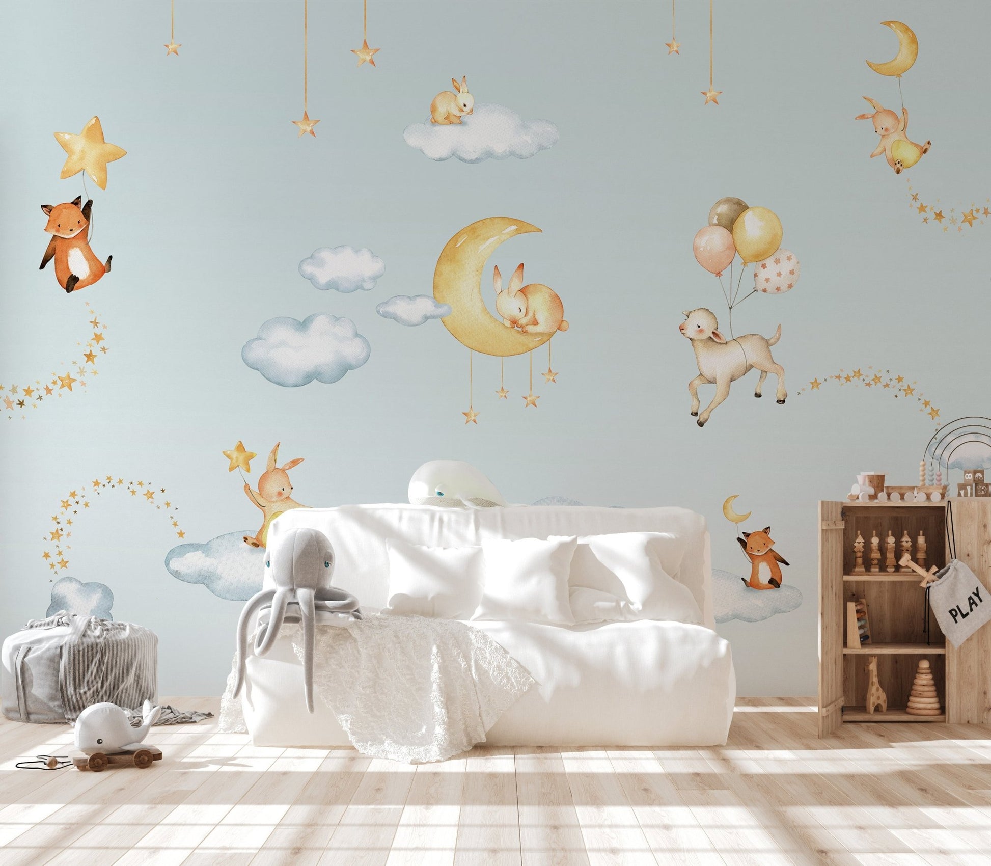 Blue Sweets dreams wallpaper for kids room - Wallanza