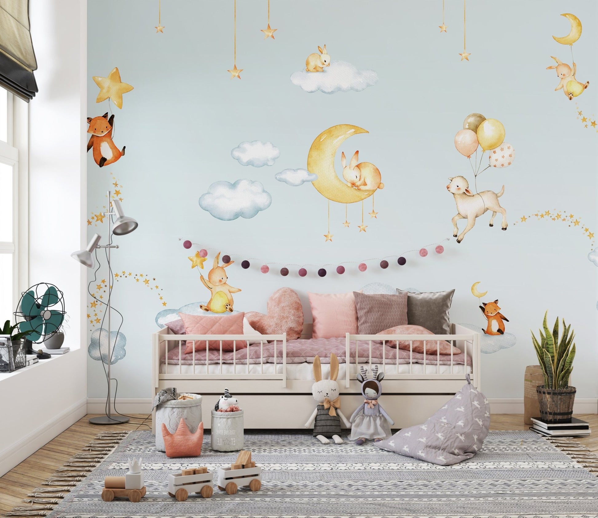 Blue Sweets dreams wallpaper for kids room - Wallanza